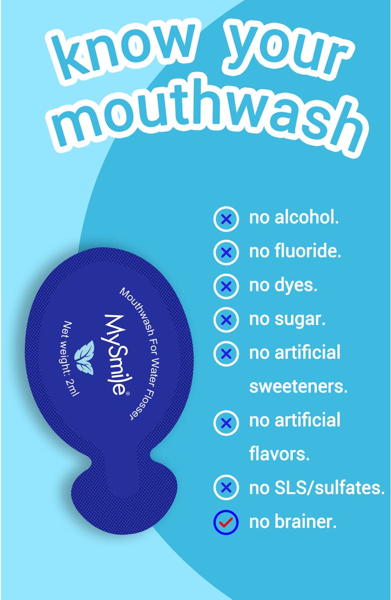 MySmile Concentrate Mouthwash Pods for Water Flossers, Alternate, color, Blue