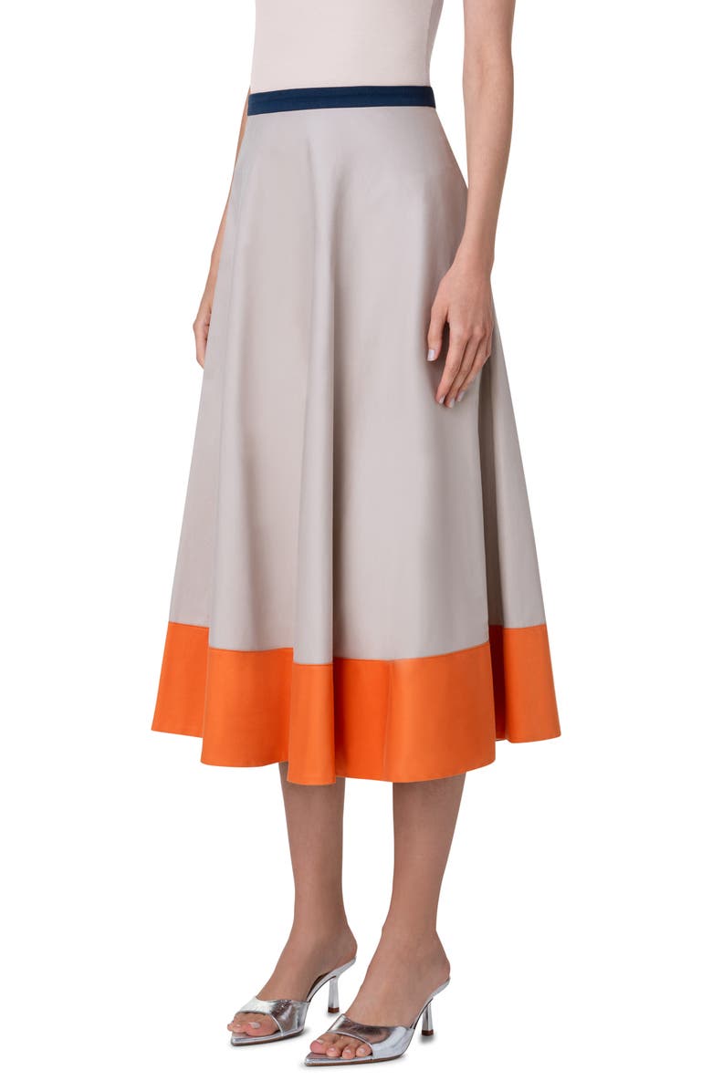 Akris punto Colorblock Cotton Gabardine A-Line Skirt, Alternate, color, 