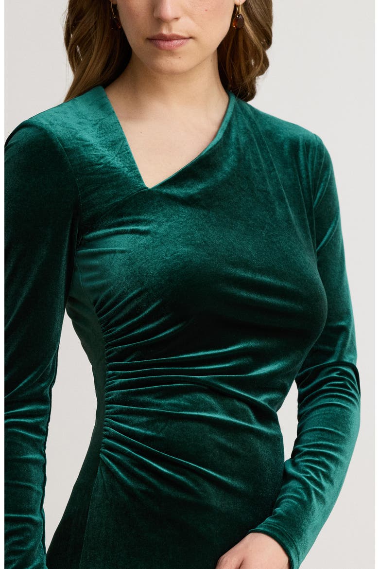 Luxe Velvet Cocktail Dress, Alternate, color, DARK EVERGREEN VELVET GREEN