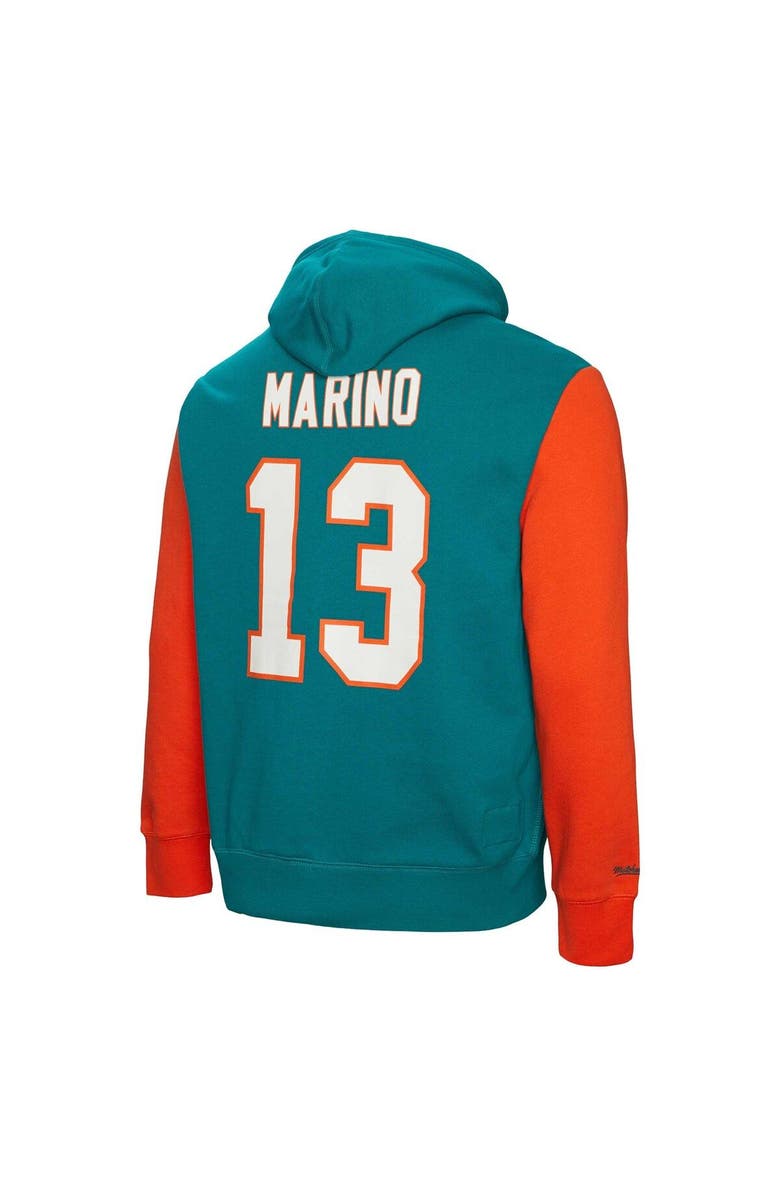 Mitchell & Ness Men's Mitchell & Ness Dan Marino Aqua Miami Dolphins Retired Player Name & Number Pullover Hoodie, Alternate, color, Aqua