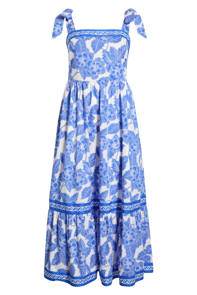 Rency Floral Smocked Maxi Dress, Alternate, color, WHT-BLU