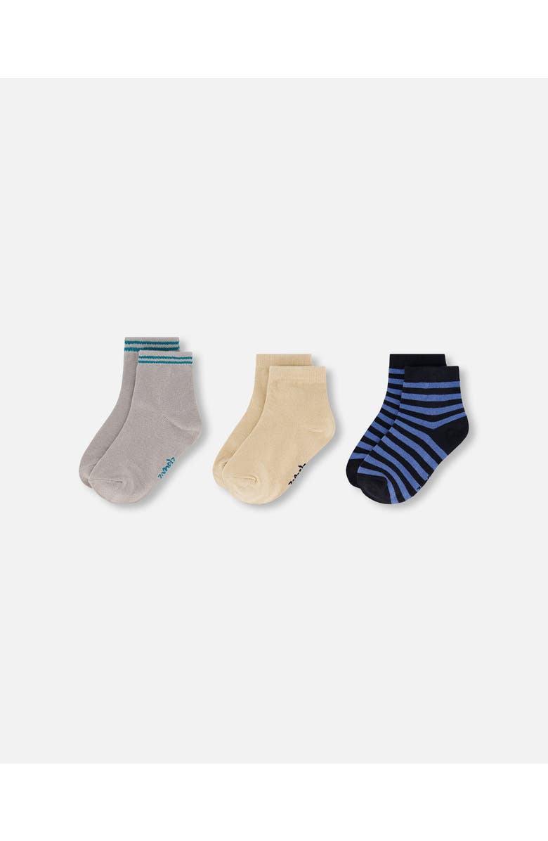 Deux par Deux Socks (3 Pairs) Set Striped, Alternate, color, Striped Beige