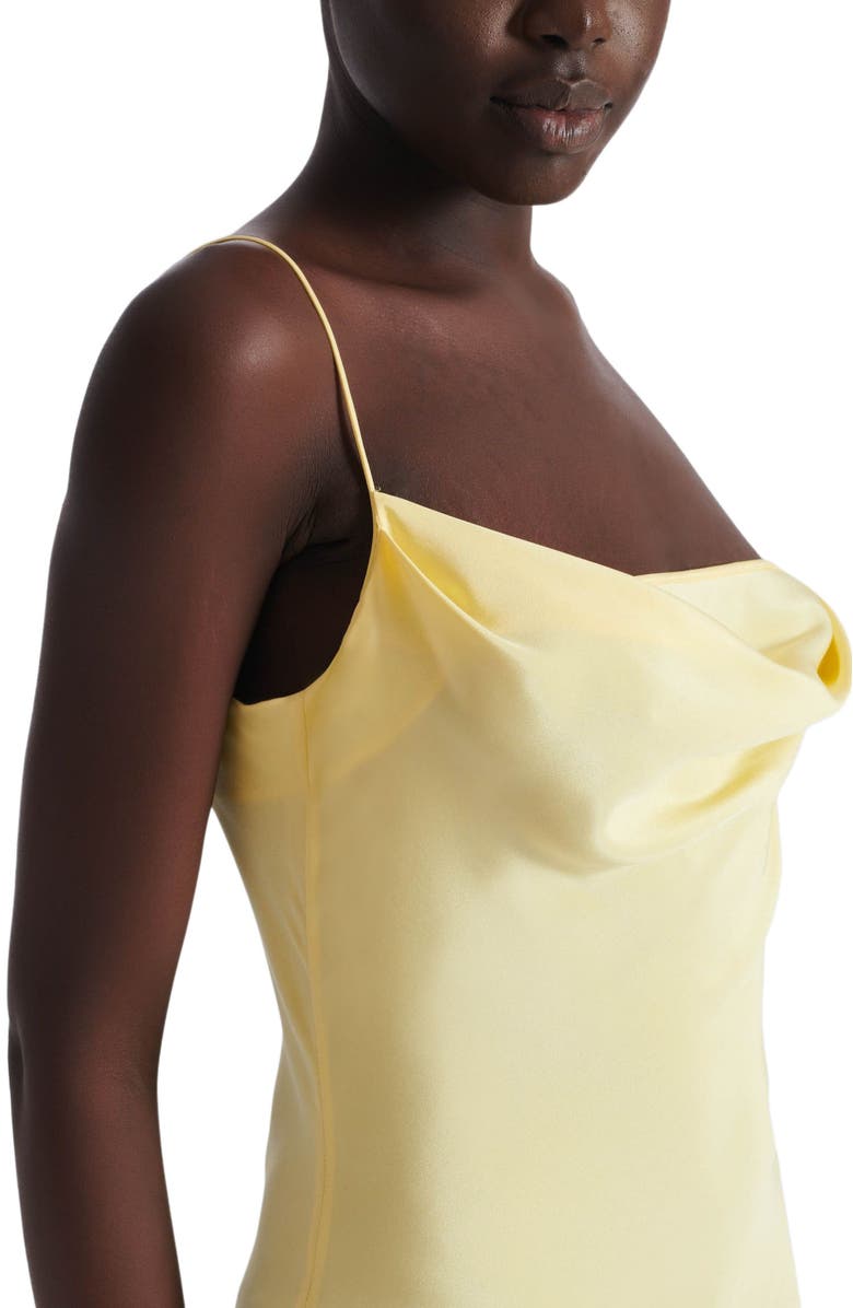 Balmain Long strappy dress in silk satin, Alternate, color, Yellow