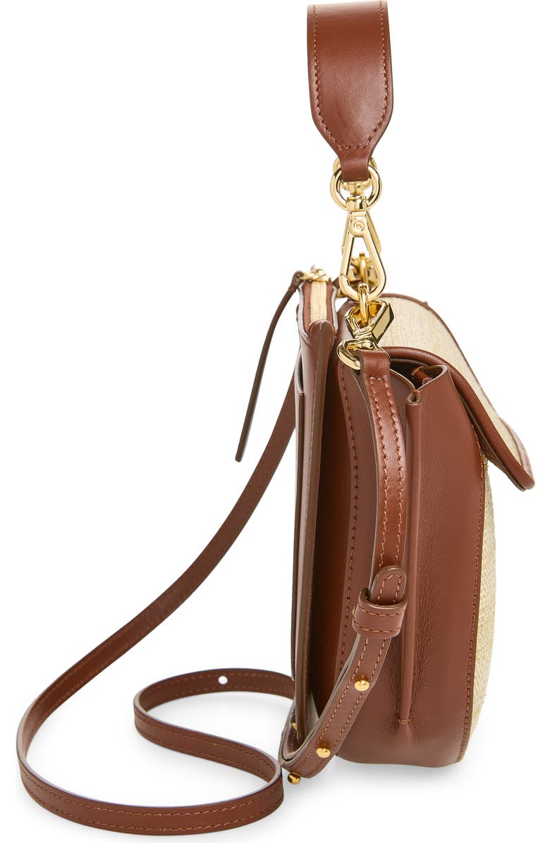 Wandler Mini Hortensia Two-Tone Leather & Raffia Handbag, Alternate, color, Beige Raffia