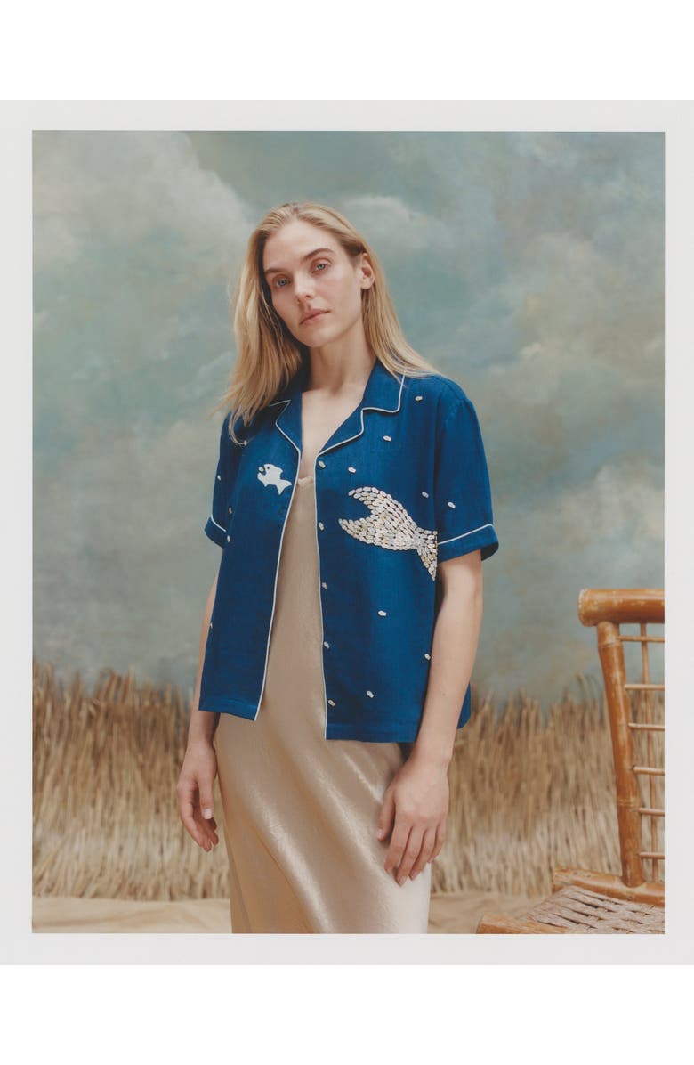 Tombolo 'Teamwork' Cabana ~ Crop Cut, Alternate, color, Blue