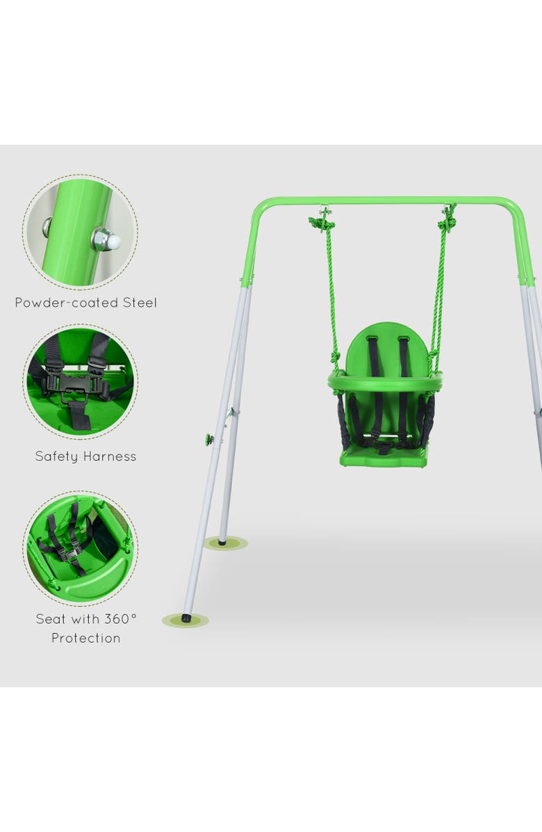 Outsunny Toddler Metal Swing Set with Safety Seat Belt, for Ages 6-36 Months, Alternate, color, 