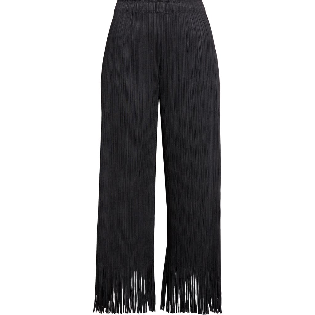 Issey Miyake Pleated Fringe Trousers In Black