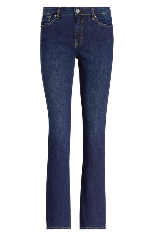 Ralph Lauren Lauren  High Waist Straight Leg Jeans In Deep Royal Wash Denim