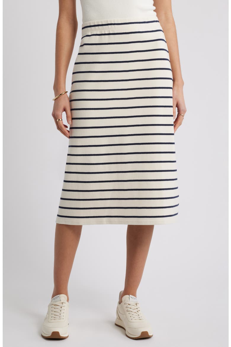 Stripe Knit Midi Skirt, Main, color, IVORY NAVY GENTRY STRIPE