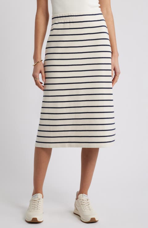 Stripe Knit Midi Skirt