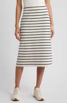 Caslon® Stripe Knit Midi Skirt