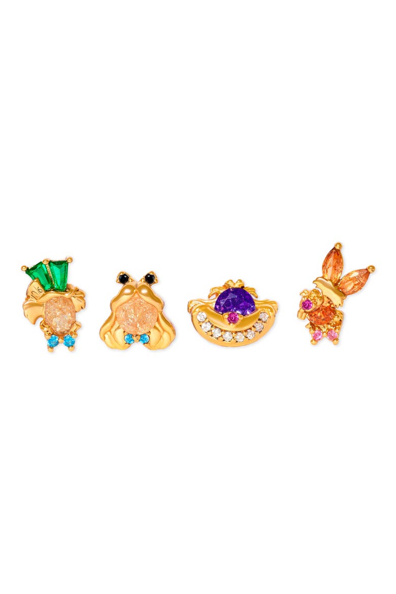 Disney Alice In Wonderland Stud Earrings Set, Alternate, color, GOLD