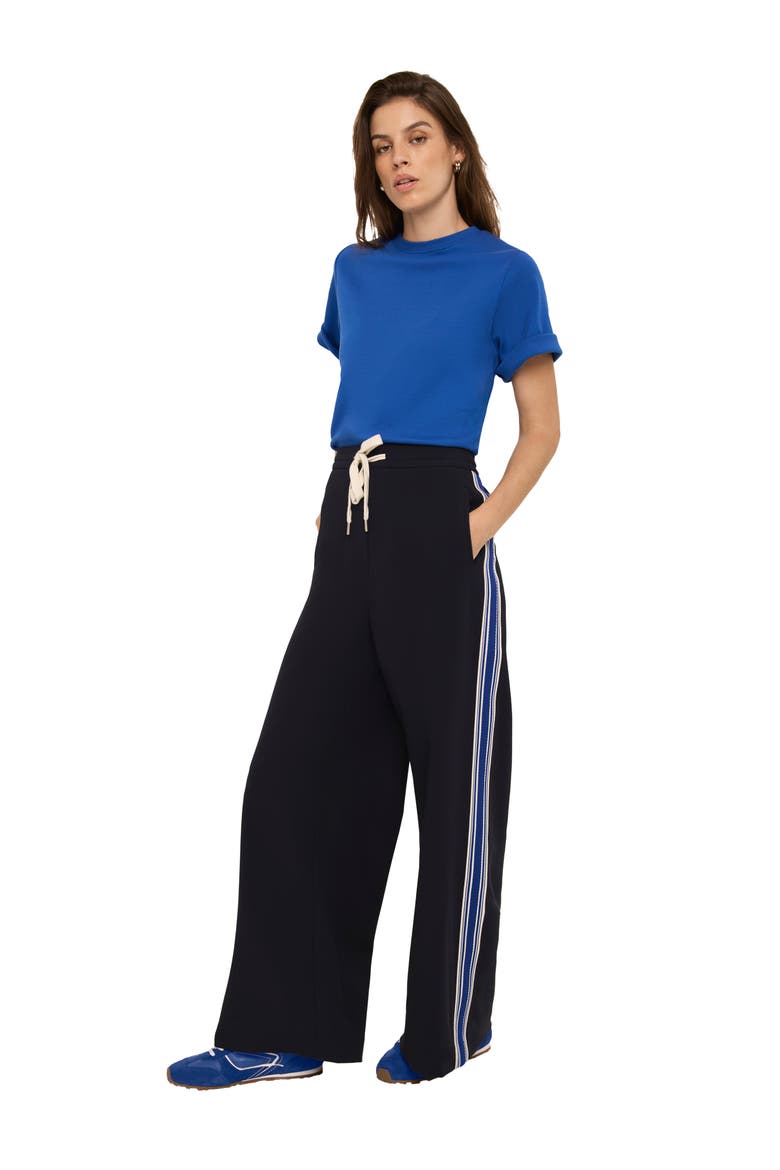 Side Stripe Wide Trousers, Alternate, color, Navy
