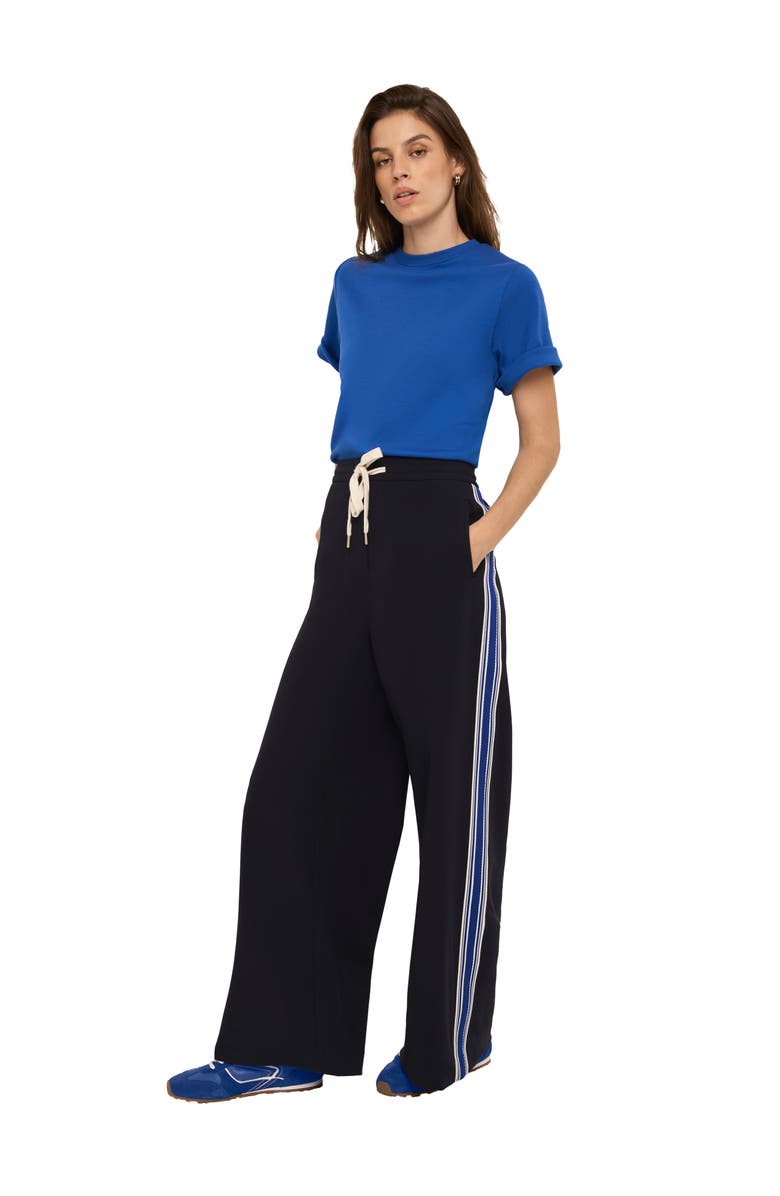 MINT VELVET Side Stripe Wide Trousers, Alternate, color, Navy