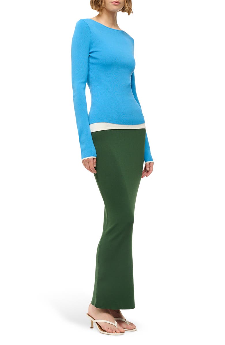 STAUD Carilo Colorblock Long Sleeve Dress, Alternate, color, Jungle/ Sky/ Ivory