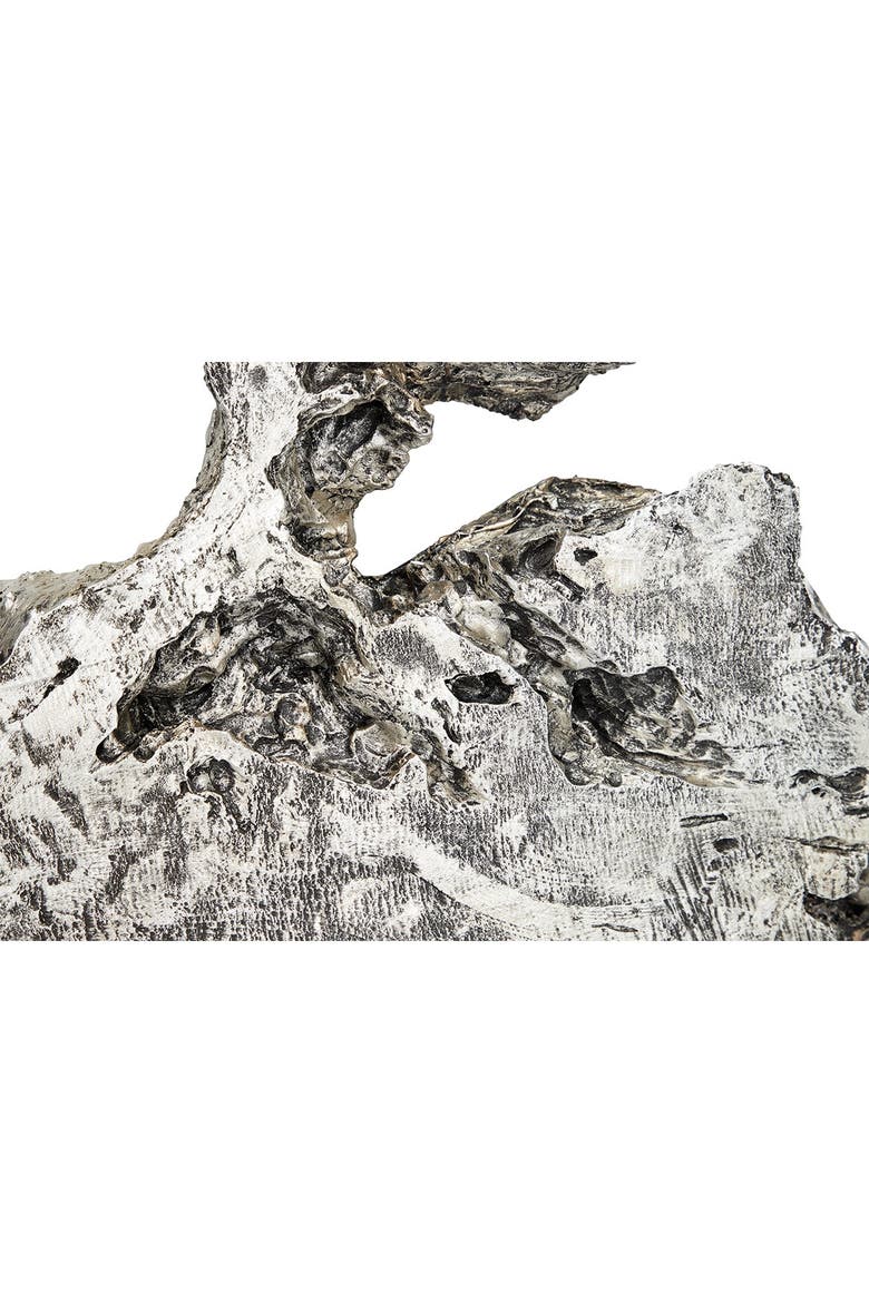 WILLOW ROW Contemporary Abstract Art Silver Metal Wall Decor In Black ...