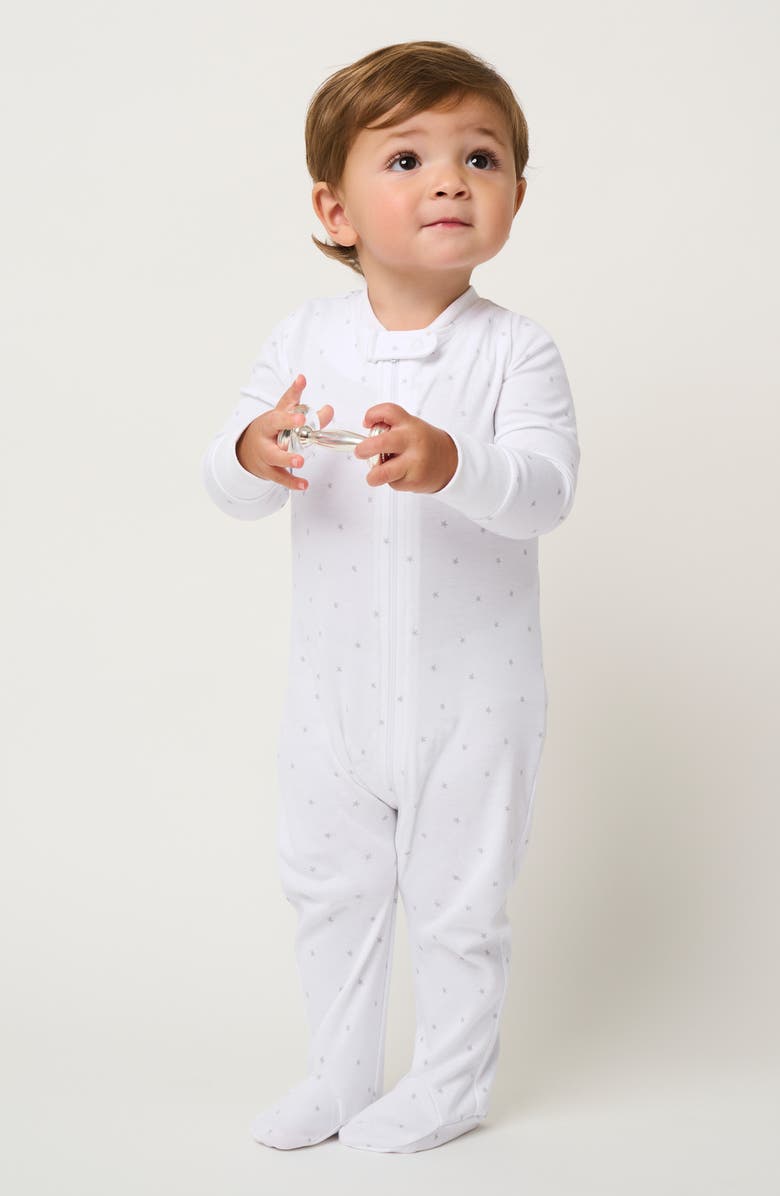 Petite Plume Pima Cotton Footie, Alternate, color, White