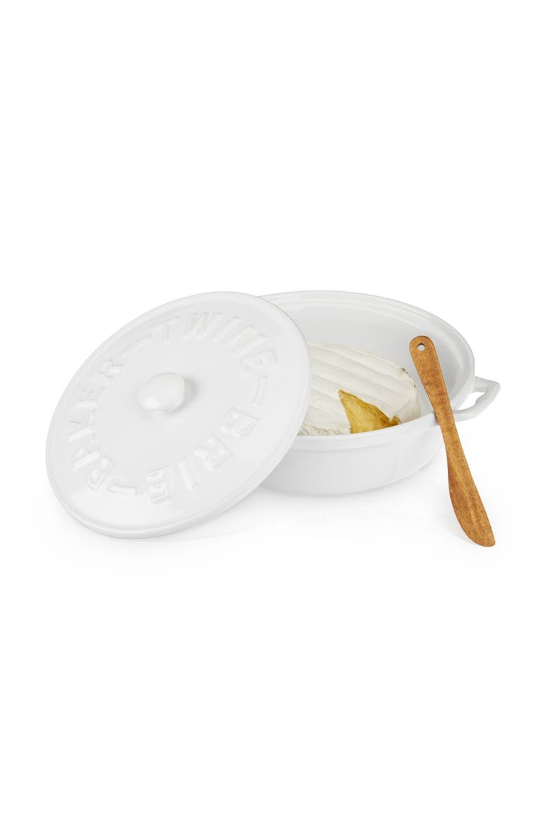 Ceramic Brie Baker & Wood Spreader Set, Alternate, color, White