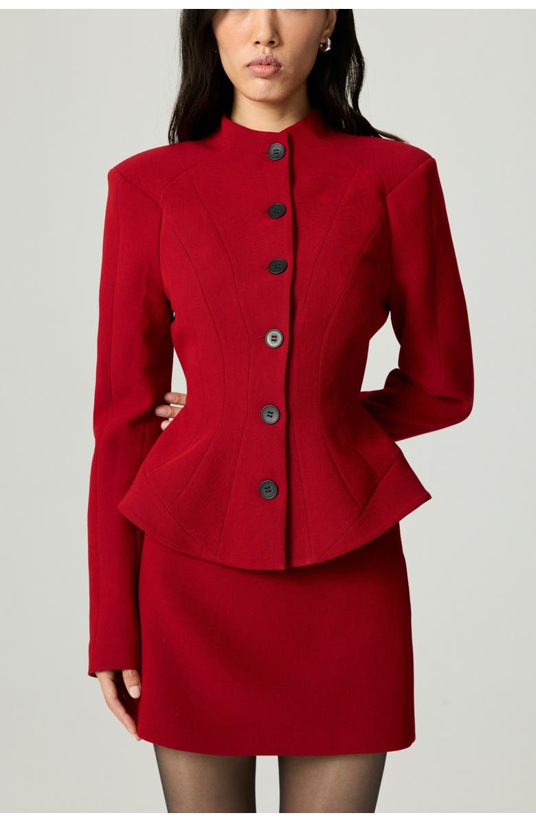 Nocturne Stand Collar Sculpted Jacket, Alternate, color, Red