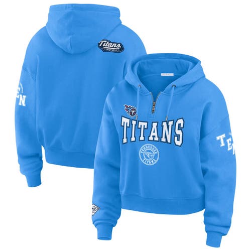 Wear By Erin Andrews Light Blue Tennessee Titans Patch Quarter-zip Pullover Hoodie