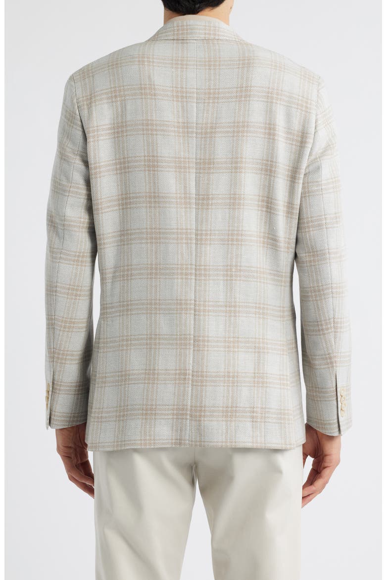 Hampton Light Grey Plaid Knit Wool & Linen Blend Sport Coat, Alternate, color, LIGHT GREY