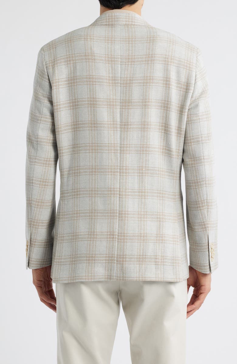 Jack Victor Hampton Light Grey Plaid Knit Wool & Linen Blend Sport Coat, Alternate, color, Light Grey