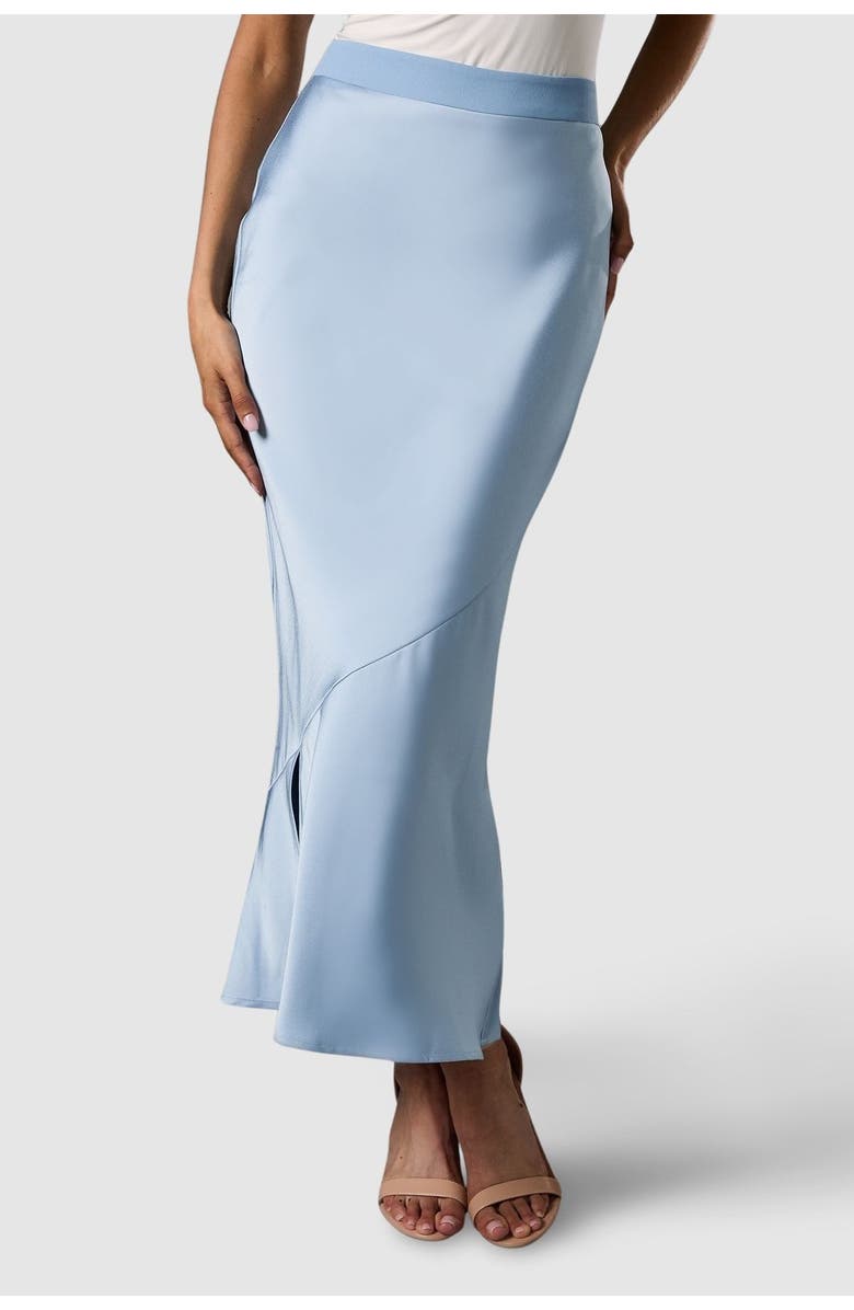Coast Satin Detail Fitted Skirt, Main, color, Dusty Blue