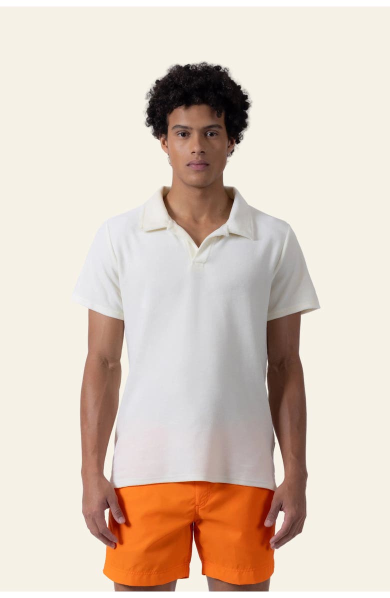 PRINCE & BOND Riviera Terry Cloth Polo, Main, color, Off White