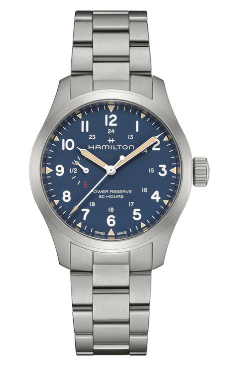 Khaki Field Mechanical Power Reserve Bracelet Watch, 40mm