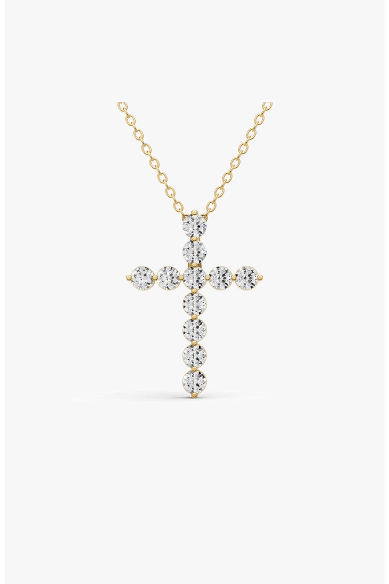 14K Gold Necklace 3 ct Sereia's Cross Pendant with Lab Diamonds, Main, color, Yellow Gold