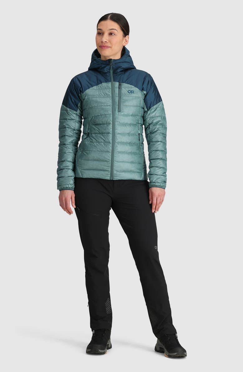 Outdoor Research Helium 800 Fill Power Down Hooded Jacket, Alternate, color, Neptune/ Harbor
