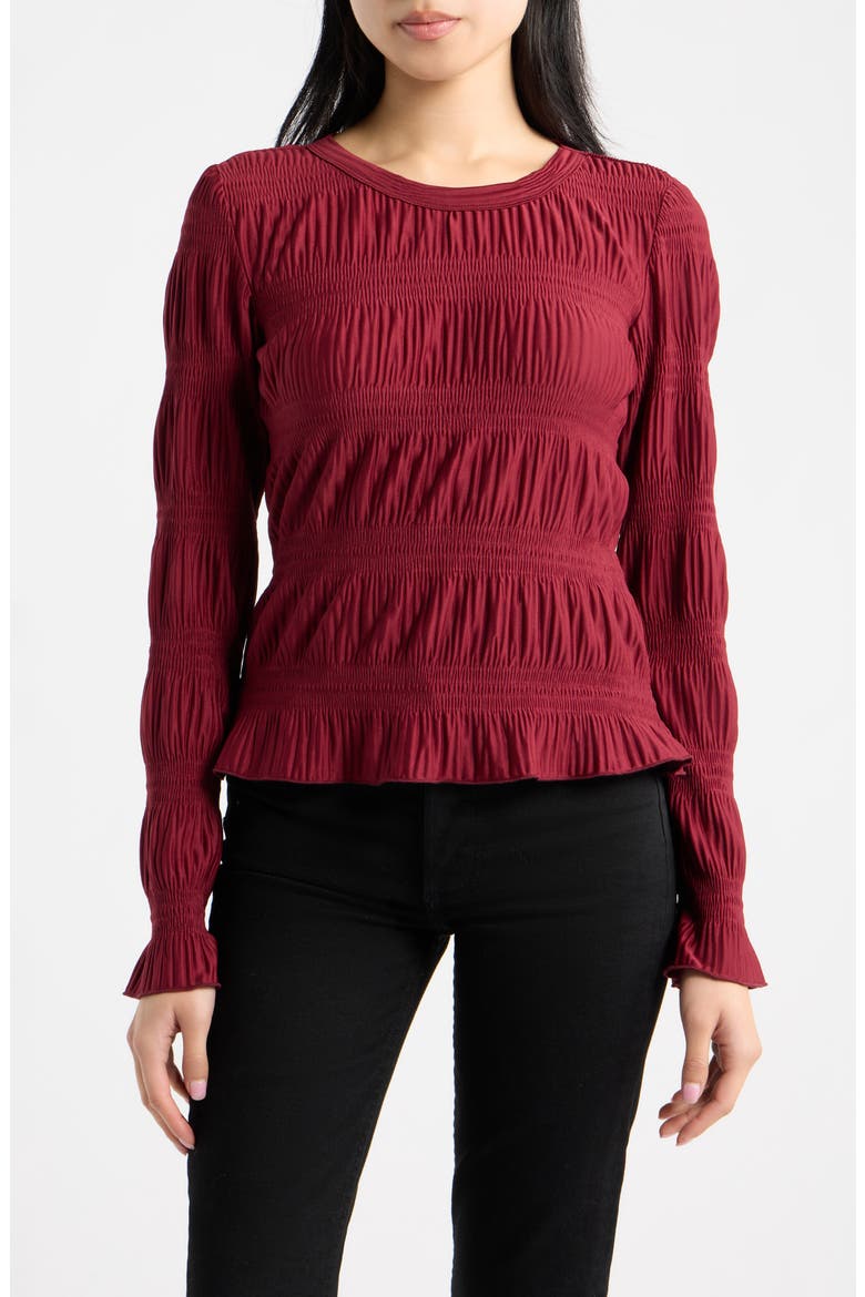 Merrow Smocked Top, Main, color, RUBY WINE