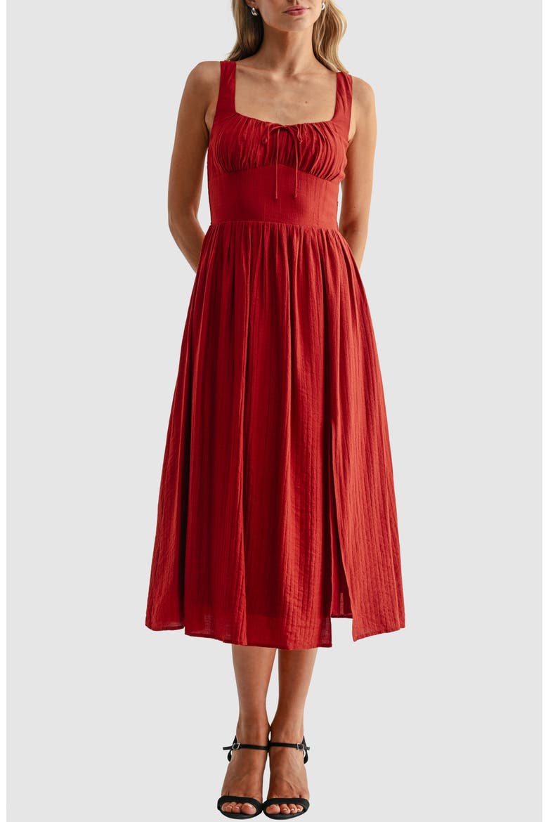 Textured Midi Dress, Main, color, DEEP RED