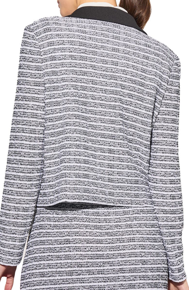 Ming Wang Heritage Fit Mixed Media Button Front Jacket, Alternate, color, Black/ White