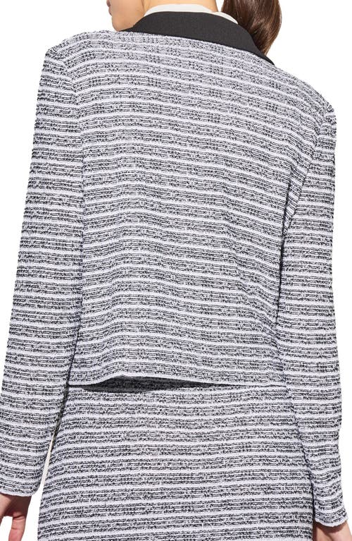 Ming Wang Mixed Media Button Front Jacket In Black/white