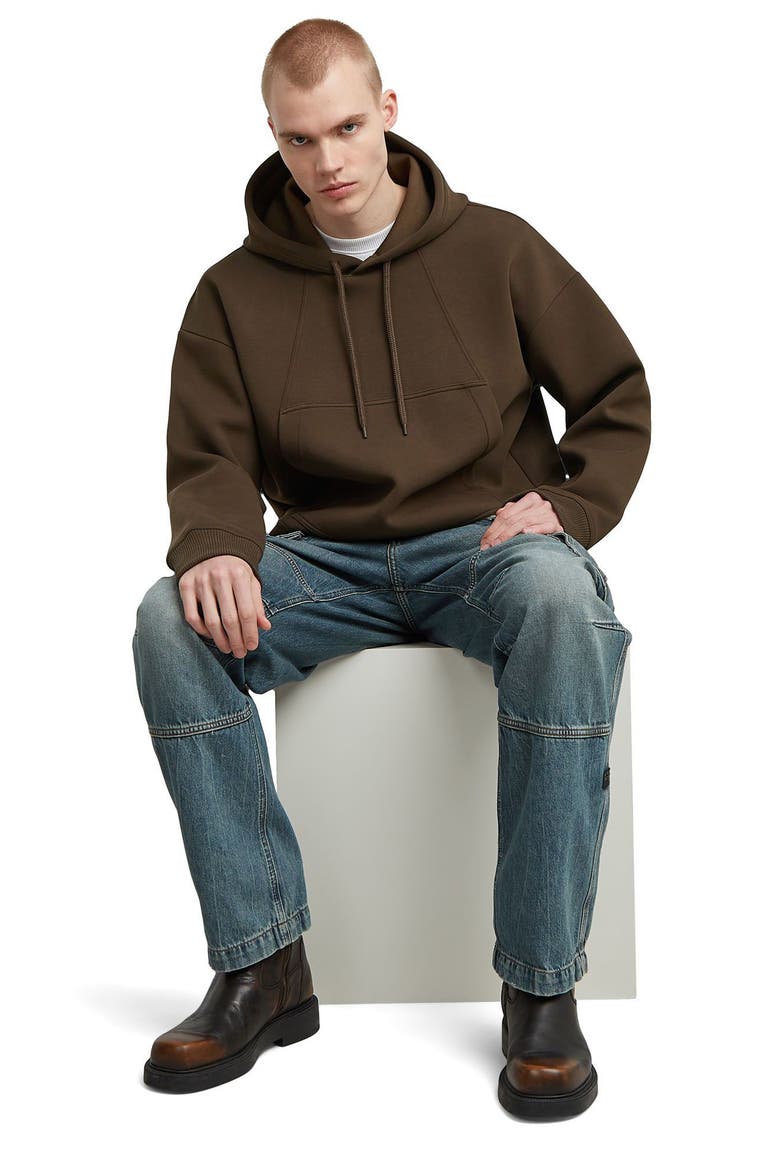 Loose Fit Scuba Knit Hoodie, Alternate, color, DEEP BROWN