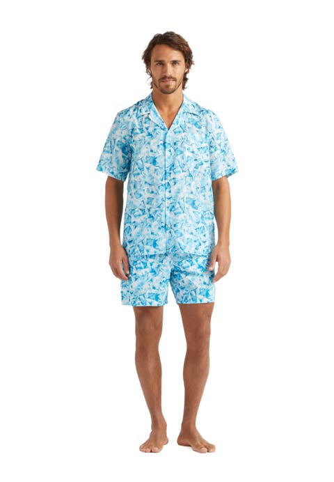 Men's Iced Turtles Printed Cotton Silk Shirt