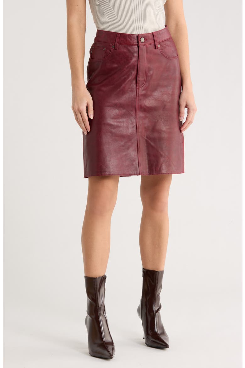 Lexie Leather Skirt, Main, color, BURGUNDY LEATHER