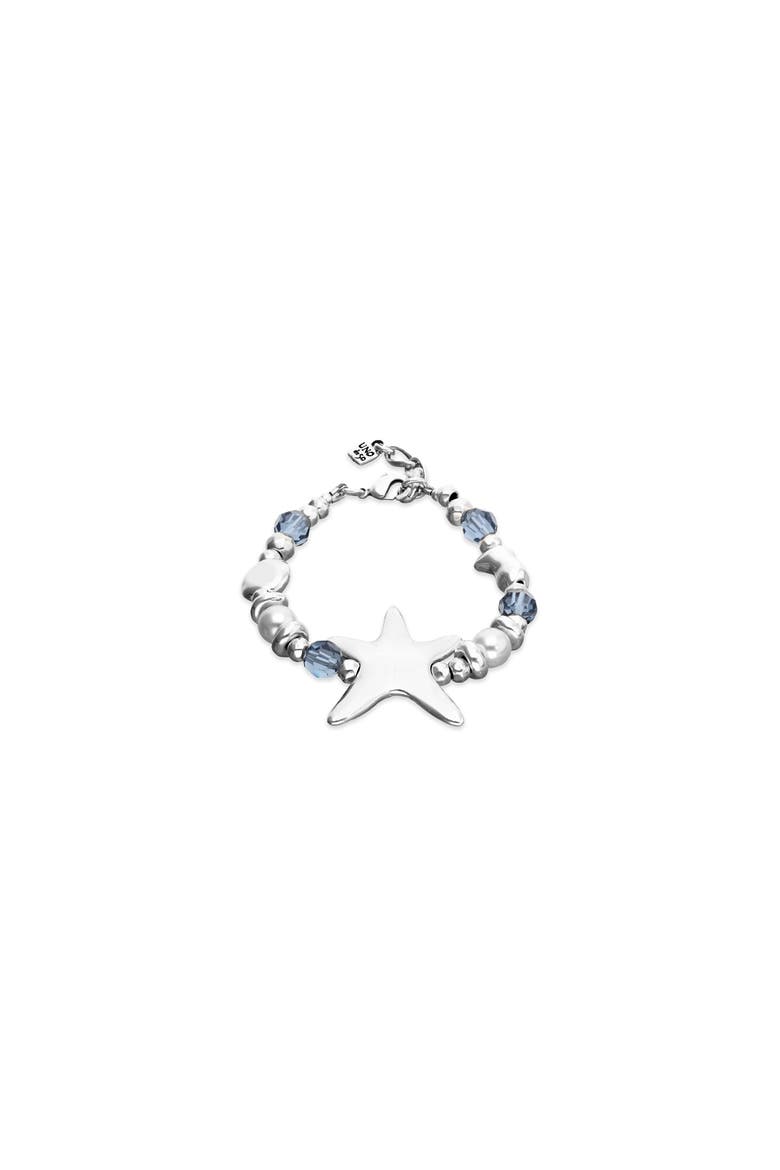 Silver-Tone Bracelet with Blue Faceted Crystals and Star, Main, color, Silver
