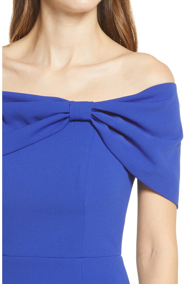 Off the Shoulder Sheath Cocktail Dress, Alternate, color, COBALT