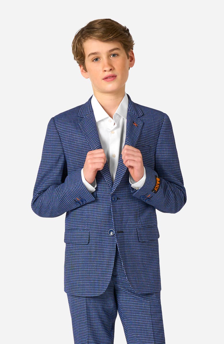 OppoSuits Kids' Daily Navy Houndstooth Check Stretch Suit, Alternate, color, Blue
