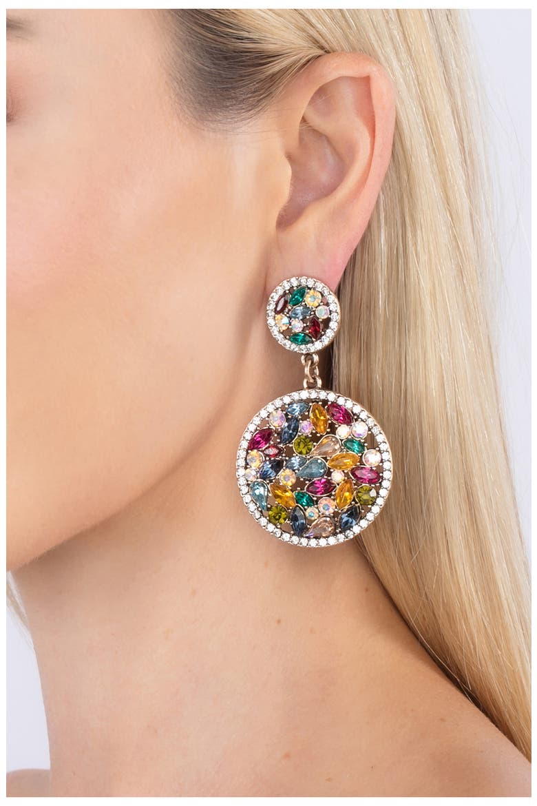 Polar Crystal Statement Earrings, Alternate, color, GOLD
