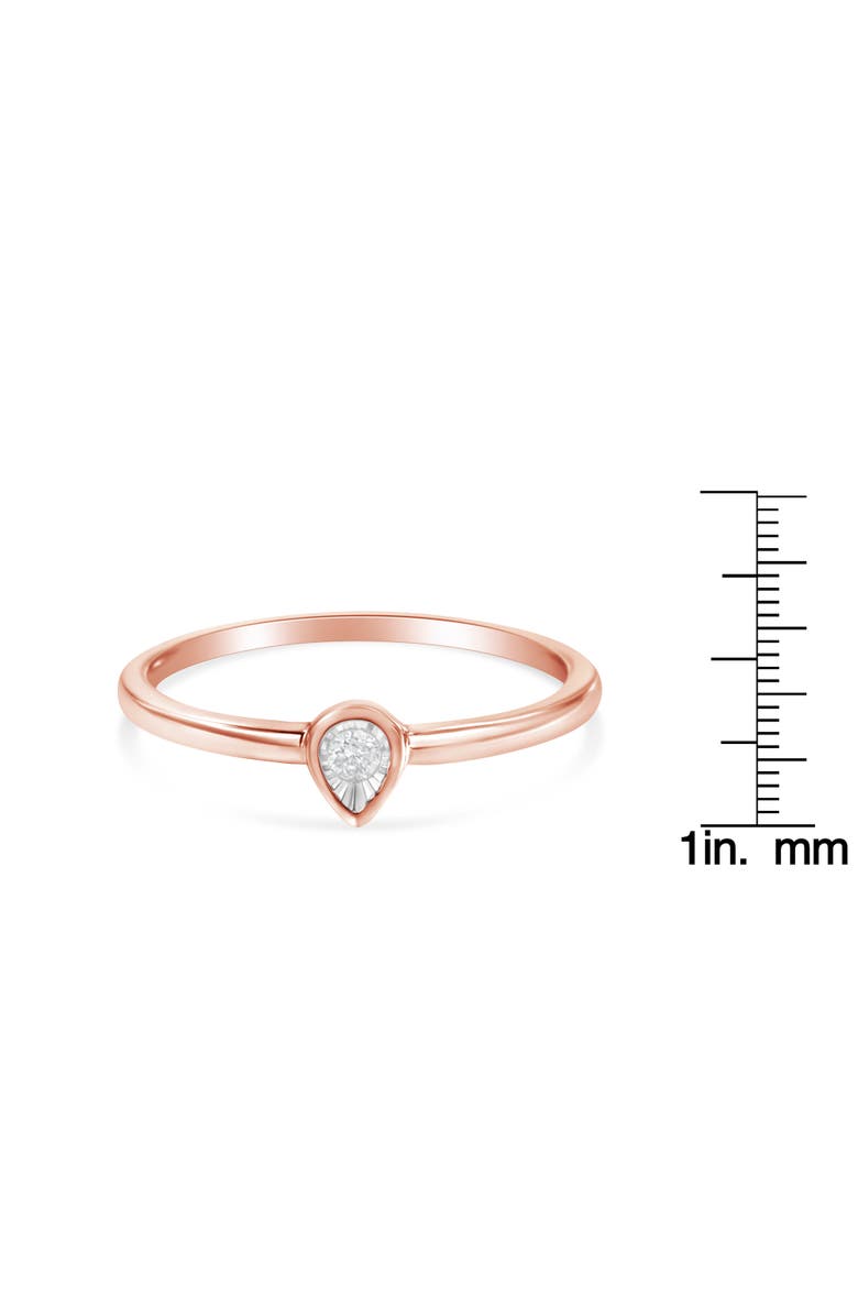 Haus of Brilliance 14K Rose Gold Plated Silver 1/20 Cttw Diamond Teardrop Pear-Shaped Ring, Alternate, color, Rose Gold Over Silver