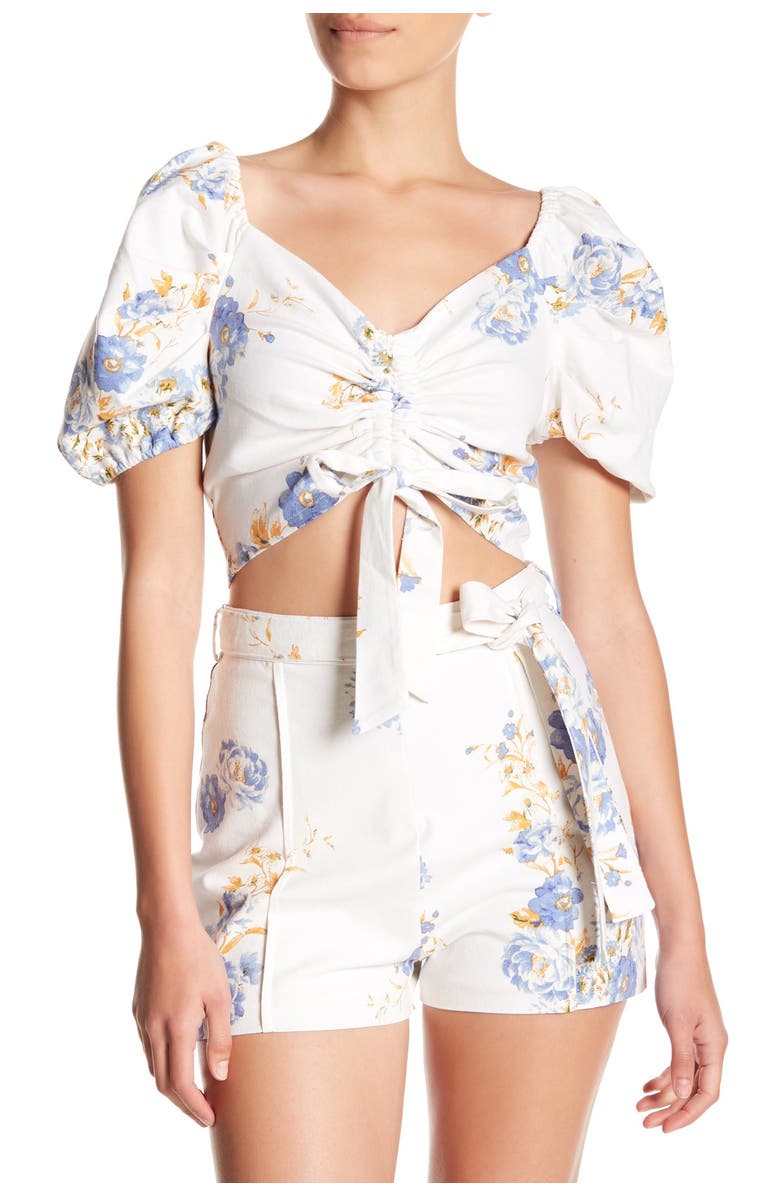 WAYF Cesena Puff Sleeve Crop Top, Main, color, 