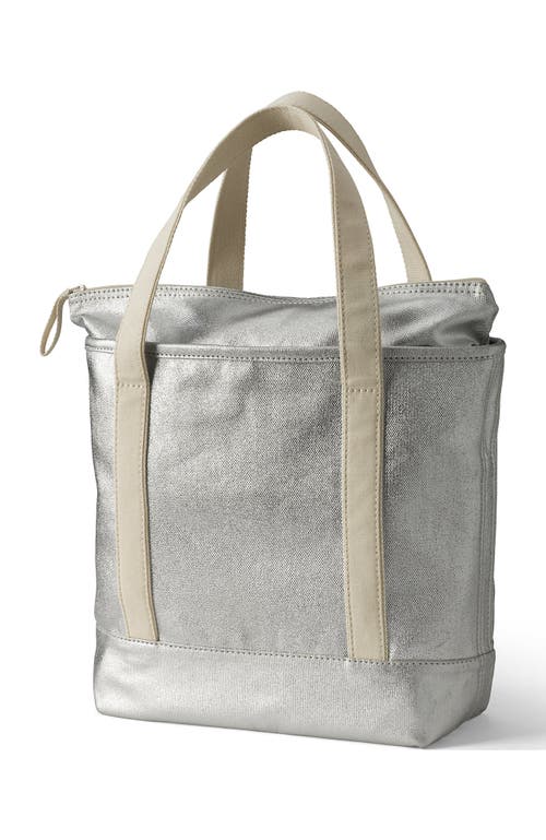 Lands' End Zip Top Canvas Tote Bag In Silver