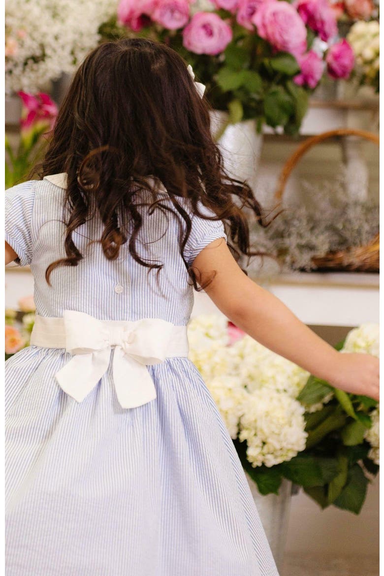 Girls' Organic Seersucker Peter Pan Collar Dress, Toddler, Alternate, color, Blue Seersucker