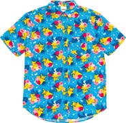 POKEMON Pikachu Hawaiian Short Sleeve Button Down Shirt