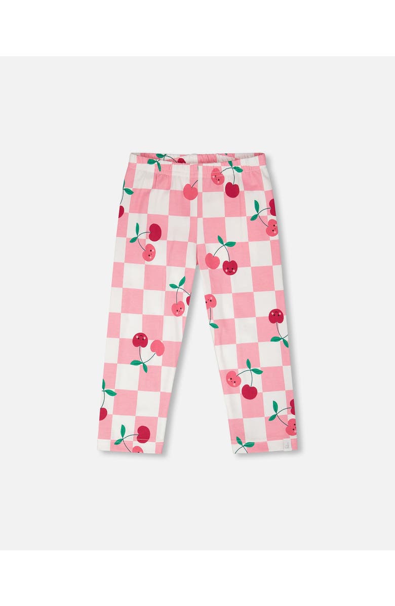 Deux par Deux Organic Cotton Jersey Cherries Slim Fit Capri, Main, color, Pink Printed Cherries