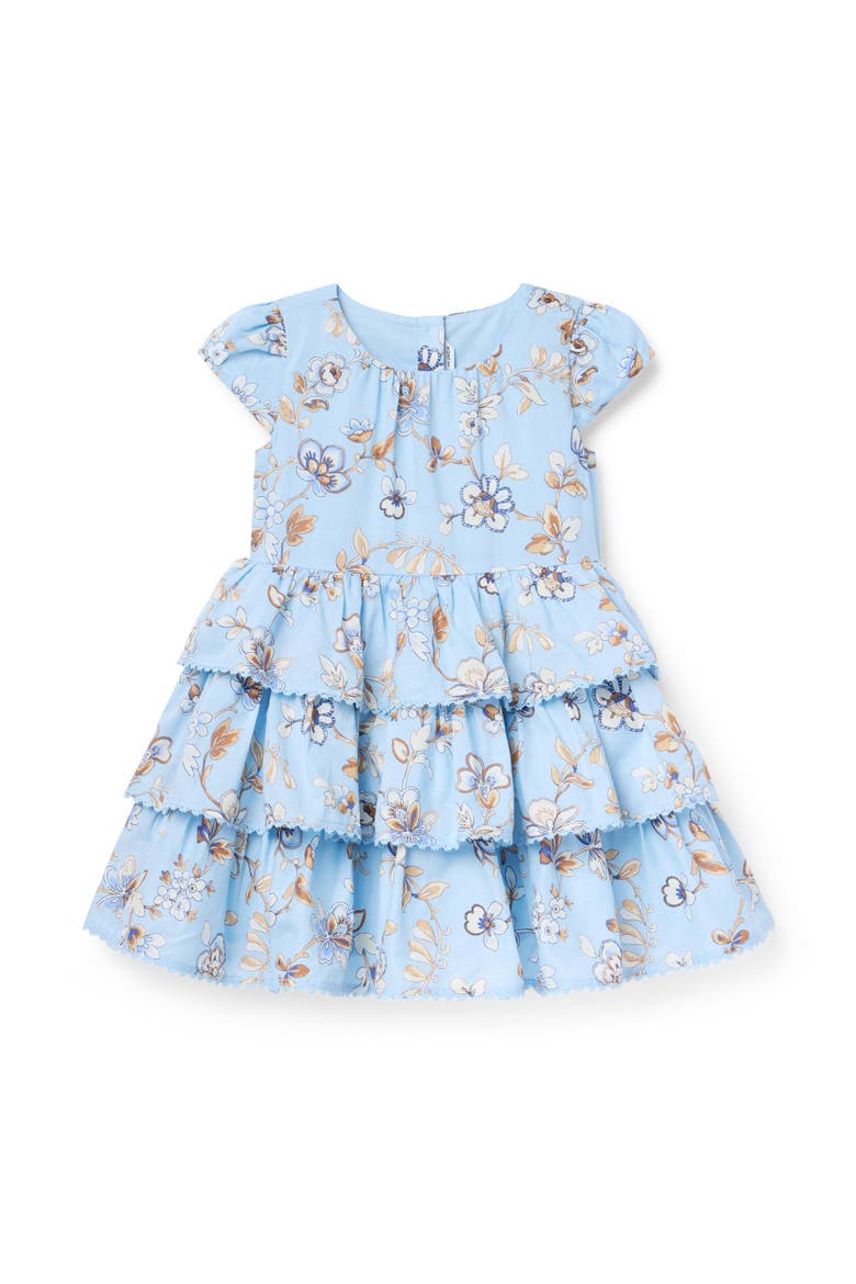 Floral Tiered Ruffle Dress, Main, color, Blue