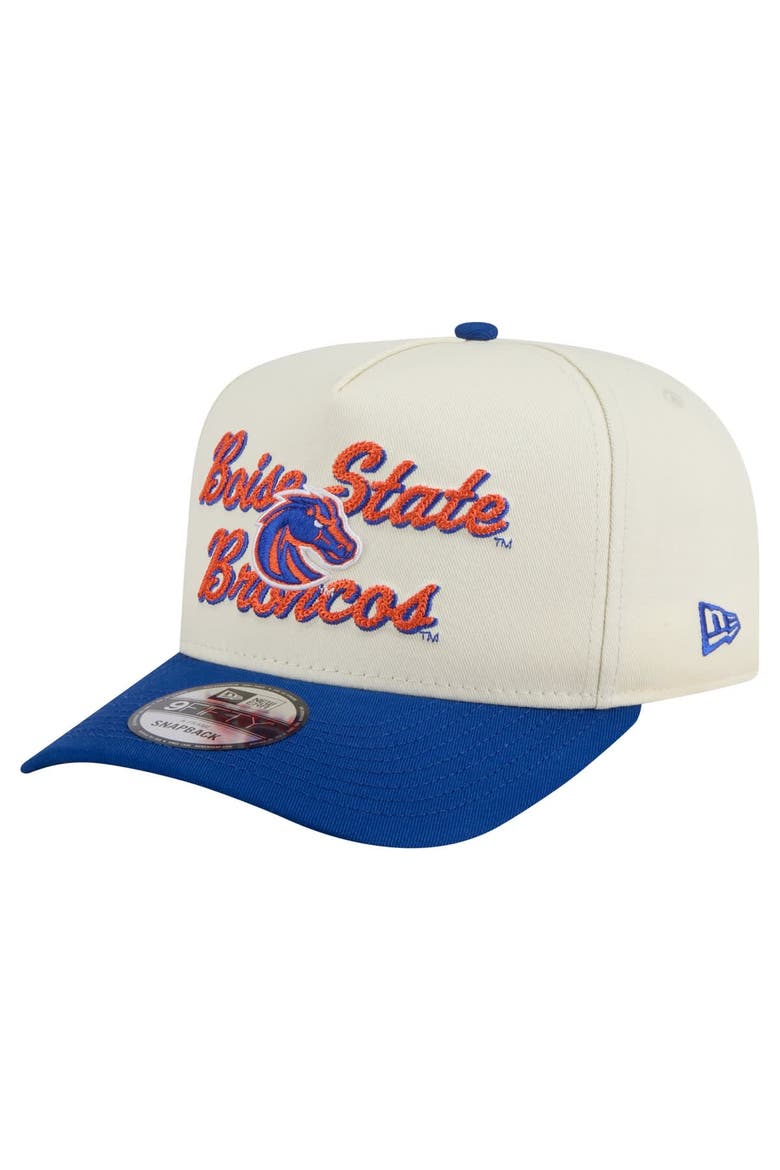 Men's New Era Cream/Royal Boise State Broncos Vintage Chainstitch 9FIFTY A-Frame Snapback Hat, Main, color, Cream